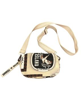 Tennis Island Free Birds Graphic Crossbody Bag in Beige and Black. Casual. Boho